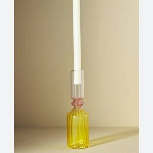 NWT Anthropologie Glass Candle Stick Holder